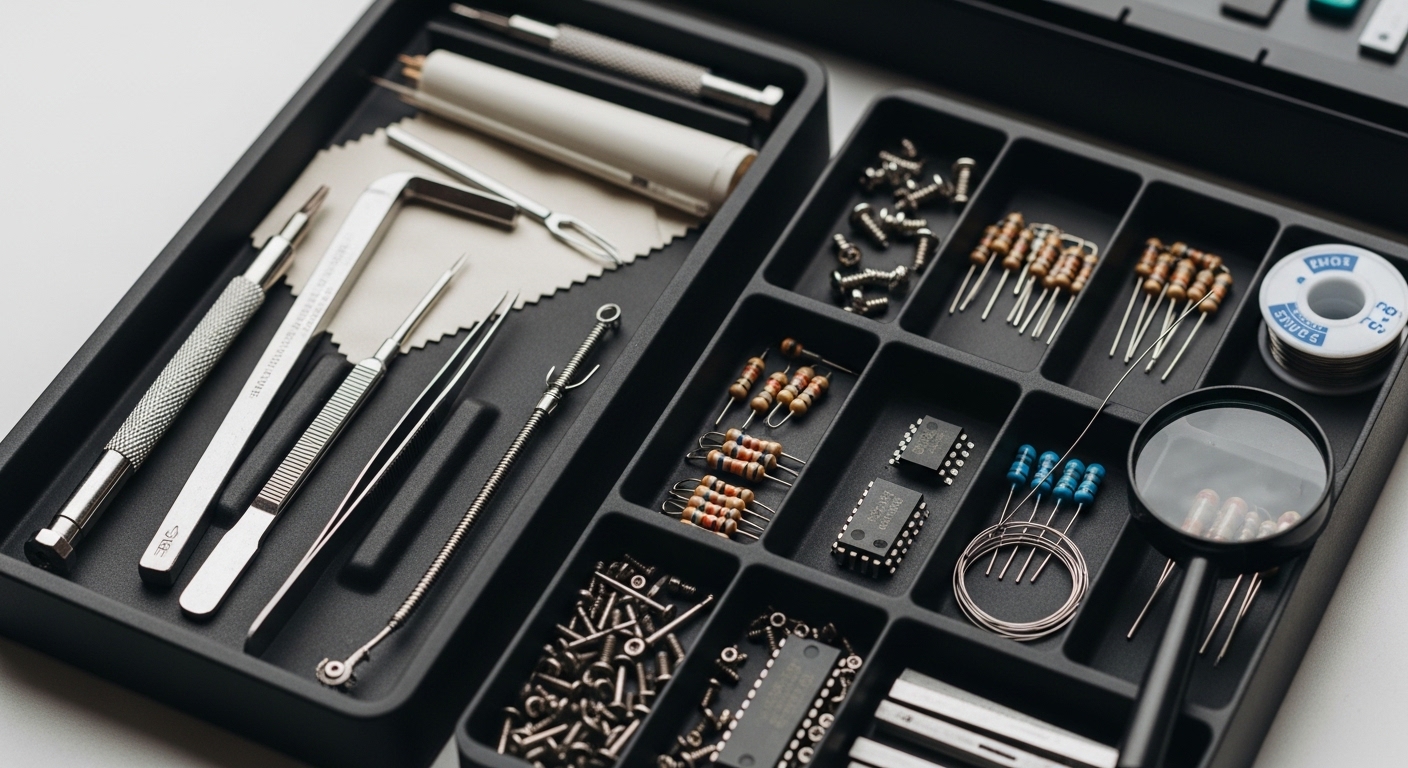 Reparatiegereedschap netjes georganiseerd