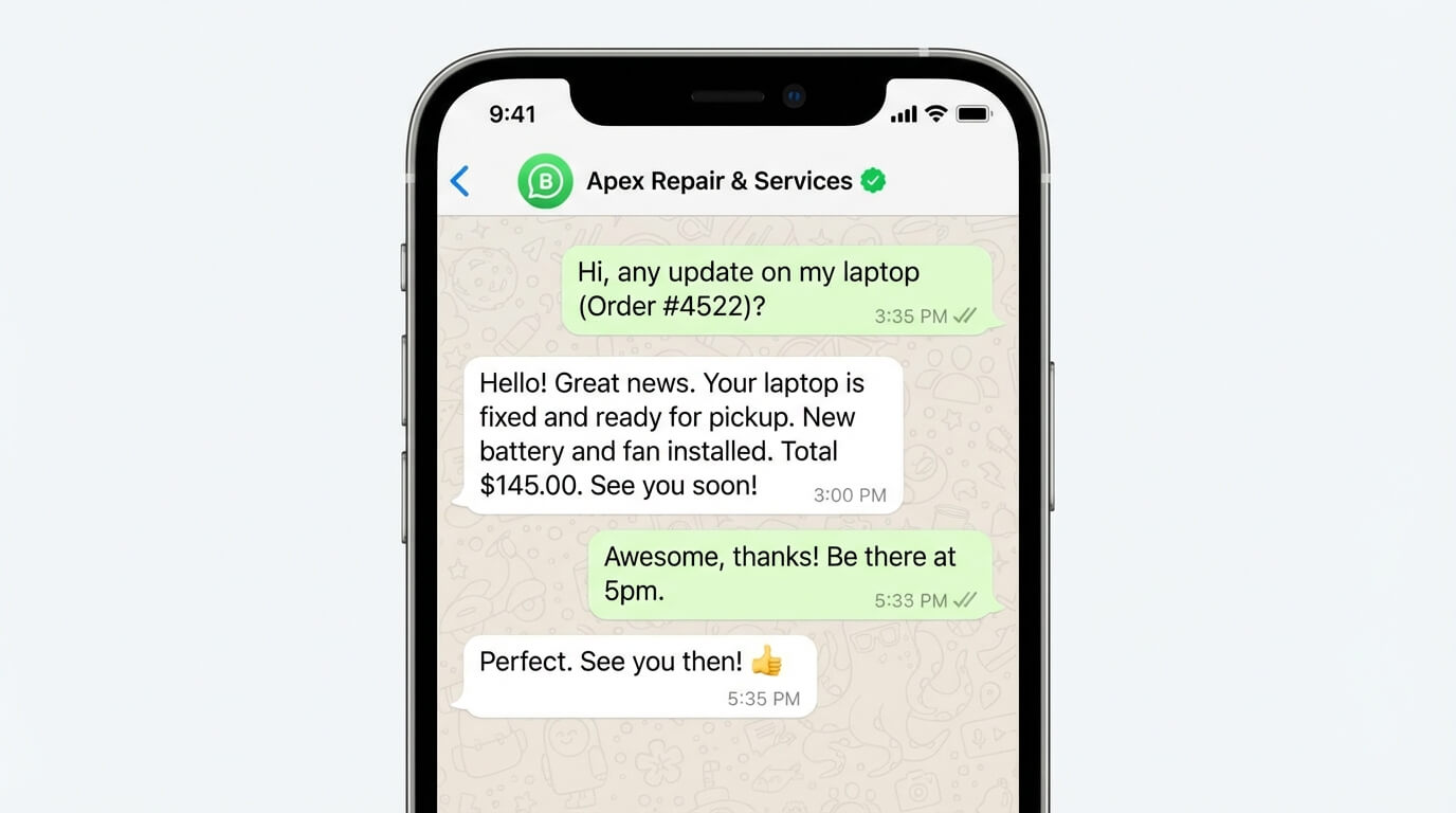 WhatsApp Business voor reparatiebedrijf