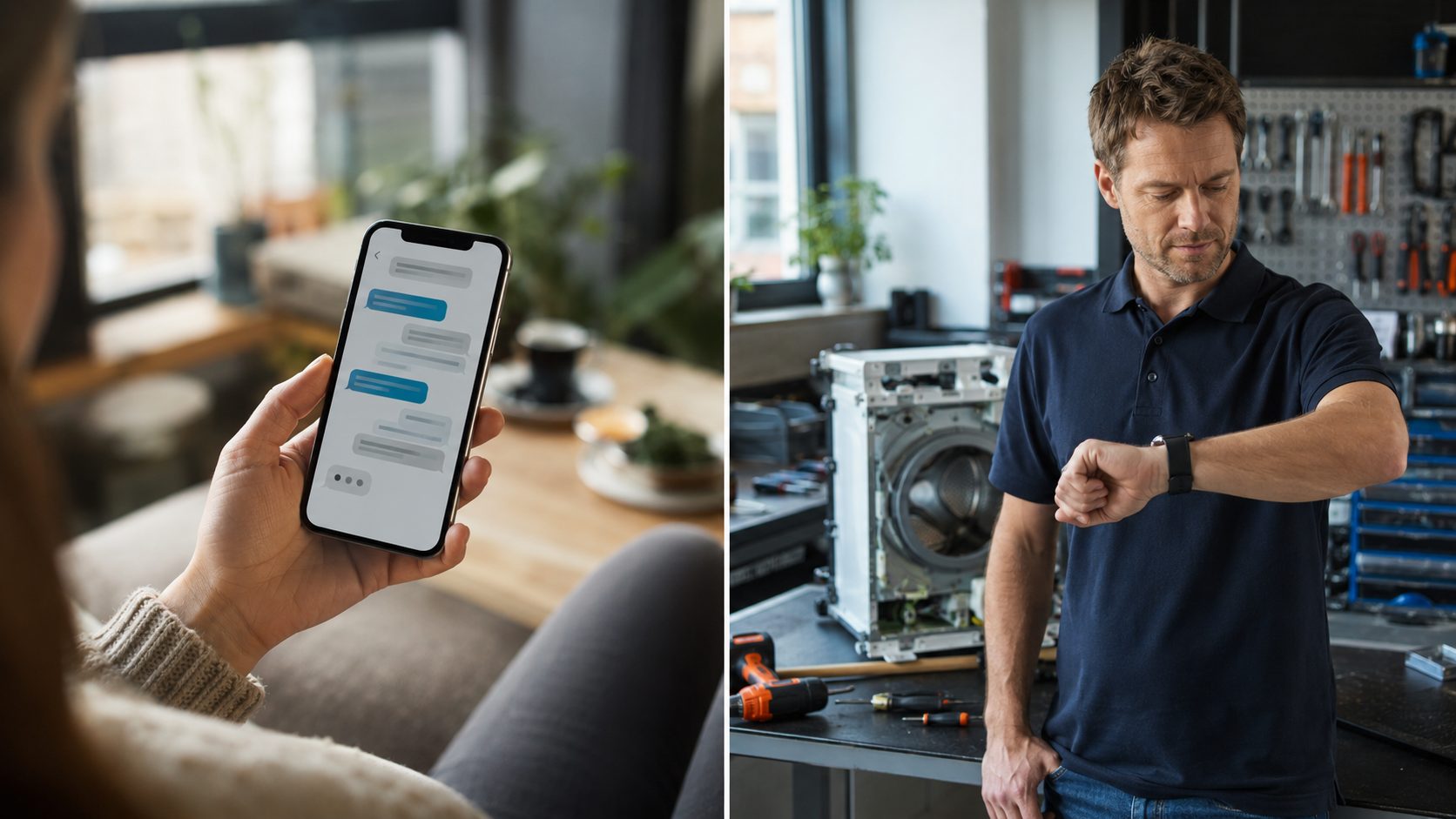 Klant chat, reparateur krijgt notificatie