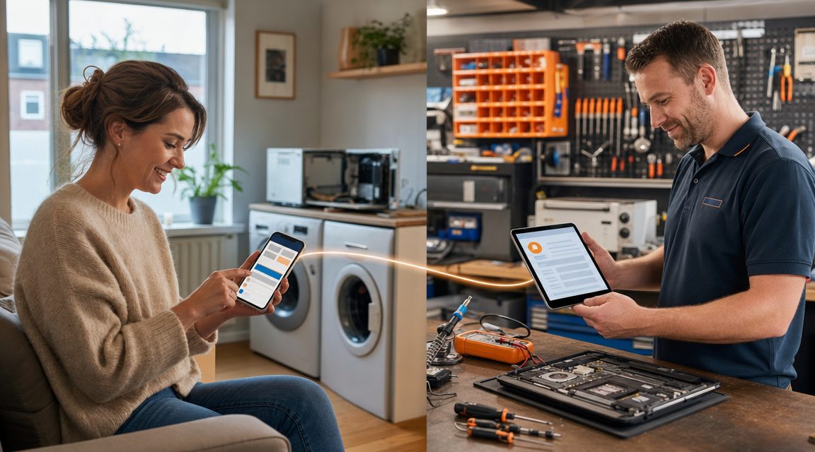 Klant en reparateur verbonden via CRM