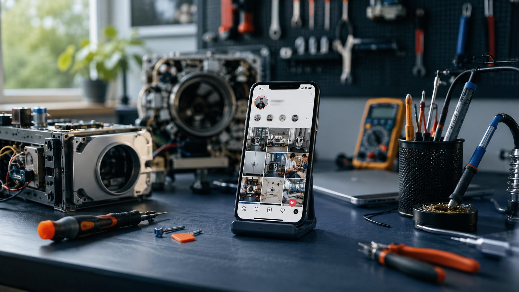 Instagram feed voor reparateur op smartphone